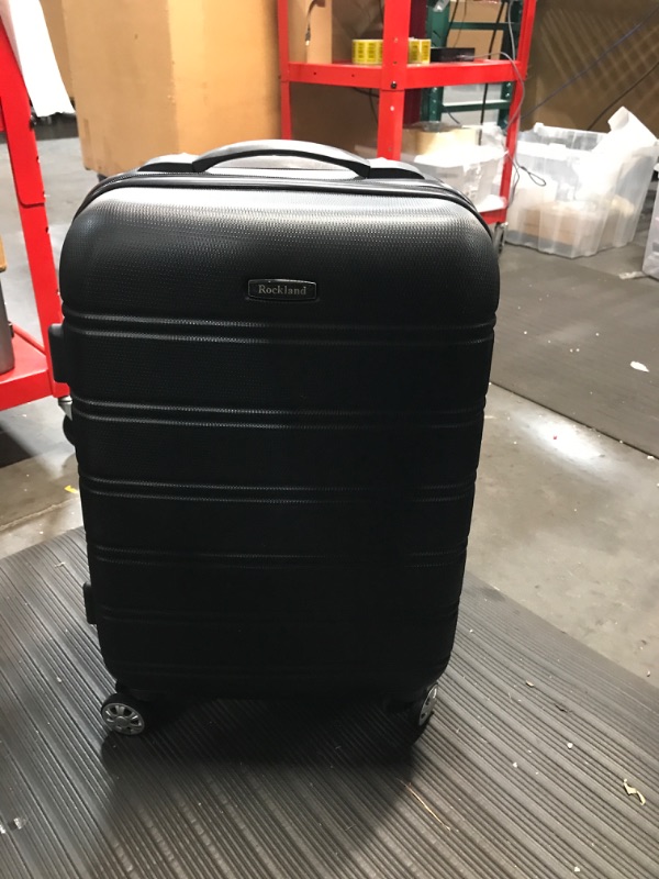 Photo 3 of **DAMAGED** Rockland Melbourne Hardside Expandable Spinner Wheel Luggage, Black, Carry-On 20-Inch Carry-On 20-Inch Black