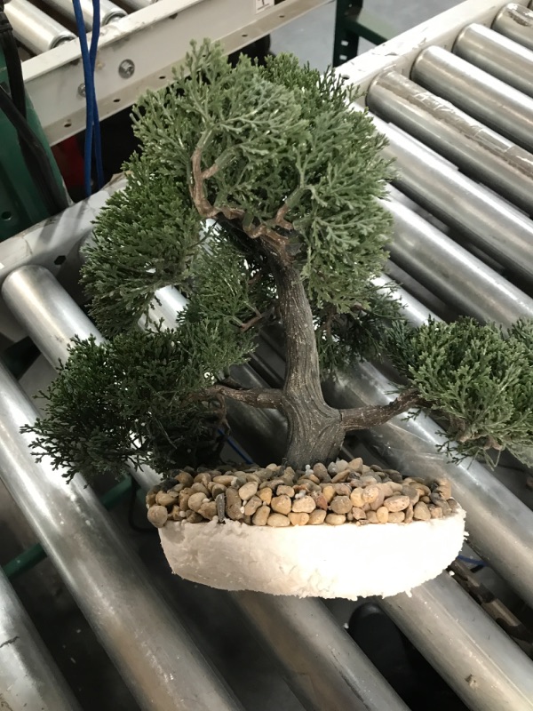 Photo 1 of **CERAMIC BASE SHATTERED** Artificial Bonsai Tree Juniper Faux Plants Indoor Tall Fake Plants Decor with Black Ceramic Pots for Home Table Office Desk Bathroom Shelf Bedroom Living Room Farmhouse Decorations Bonsai Tree #08-2