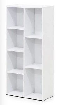 Photo 1 of **SEE NOTES/FOR PARTS**
Furinno 7-Cube Reversible Open Shelf, White & Jaya Simple Home 3-Tier Adjustable Shelf Bookcase, White