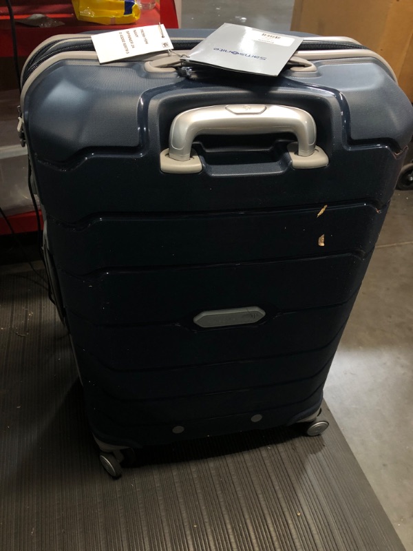 Photo 2 of **locked zippers** Samsonite Freeform Hardside Expandable with Double Spinner Wheels, Checked-Medium 24-Inch, Navy Checked-Medium 24-Inch Navy