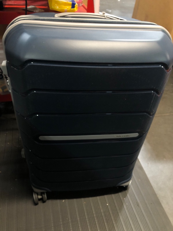 Photo 3 of **locked zippers** Samsonite Freeform Hardside Expandable with Double Spinner Wheels, Checked-Medium 24-Inch, Navy Checked-Medium 24-Inch Navy