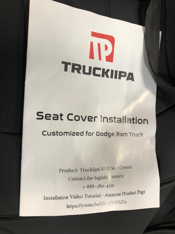 Photo 2 of Truckiipa Dodge Ram Seat Covers Full Set, Full Coverage Luxury Car Seat Covers Waterproof Leather Protector Pickup Truck Accessories, Custom Fit for 2002-2023 Ram 1500 2500 3500 Crew Mega Cab Full Set/Black C:Flat Front+Short Middle Rear
