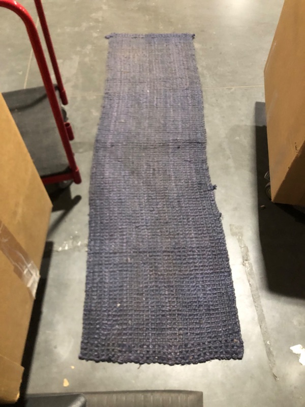 Photo 4 of ***USED - DIRTY - FRAYED - SEE PICTURES***
JONATHAN Y NRF102D-2 Pata Hand Woven Chunky Jute Indoor Area Rug Navy 2 ft x 8 ft