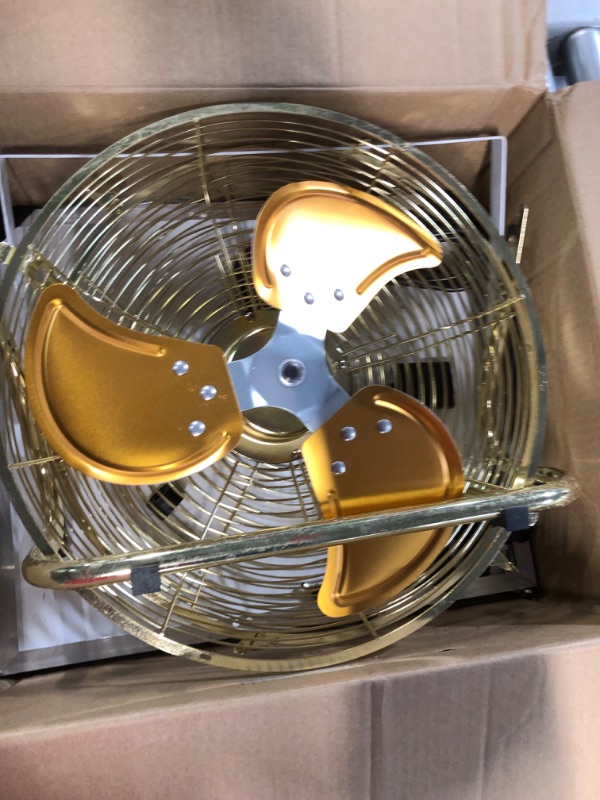 Photo 1 of CYBERDAX 14 Inch Portable Golden All Metal Made Table Fan, 