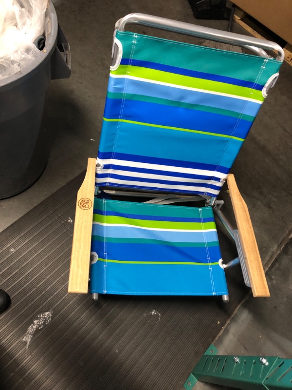 Photo 3 of **FOR PARTS OR REPAIR** SEE NOTES**RIO beach Classic 5 Position Lay Flat Folding Beach Chair - Cool Blue Stripes