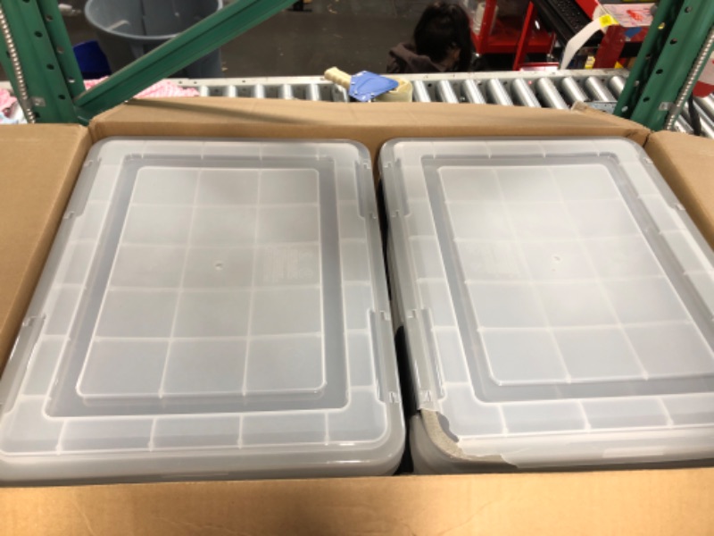 Photo 2 of *damaged DynkoNA 30 L Plastic Boxes with Lids and Wheels, Clear Storage Bin Totes Set of 4
