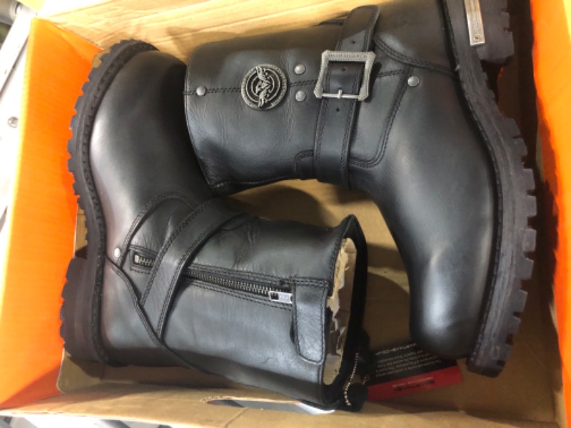 Photo 4 of **LIGHTLY USED** Milwaukee Leather MBM9040W Men's Black 'Wide Width' 6-inch Classic Engineer Motorcycle Leather Boots with Side Zipper - 8.5W 8.5 Wide Black