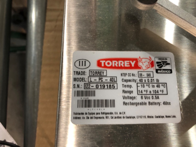 Photo 5 of **TESTED, POWERED ON** Torrey LPC40L-HS, 40 lb x 0.01 lb Computing Scale