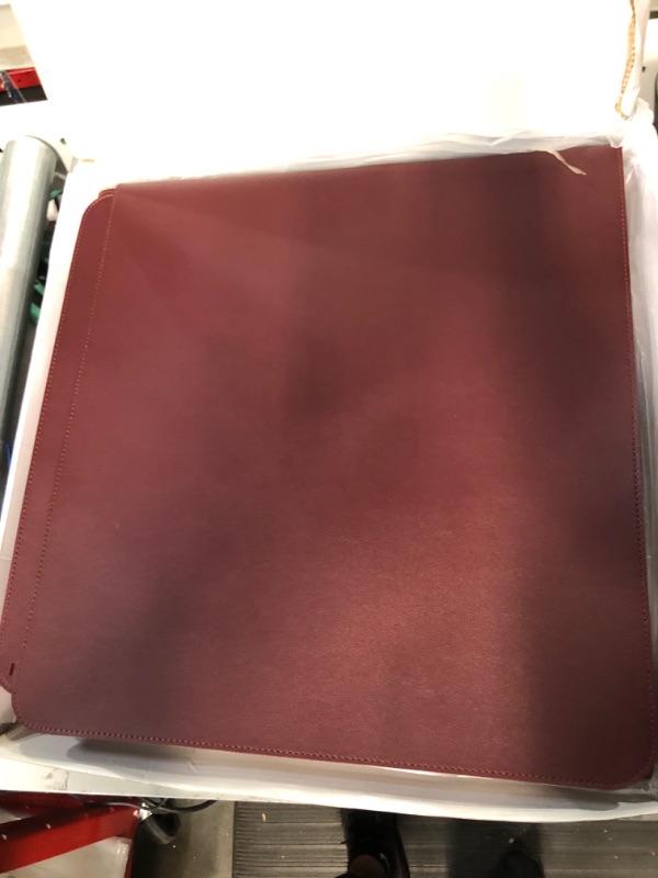 Photo 2 of **PREVIOUSLY OPENED** MAIDERN 51 Inch L Shaped Corner Desk Mat, Cork & Leather Reversible Desk Pad for Gaming Computer Office Home (Wine red) … 51” x 51”x 15.7” Wine Red