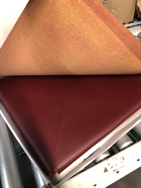 Photo 4 of **PREVIOUSLY OPENED** MAIDERN 51 Inch L Shaped Corner Desk Mat, Cork & Leather Reversible Desk Pad for Gaming Computer Office Home (Wine red) … 51” x 51”x 15.7” Wine Red