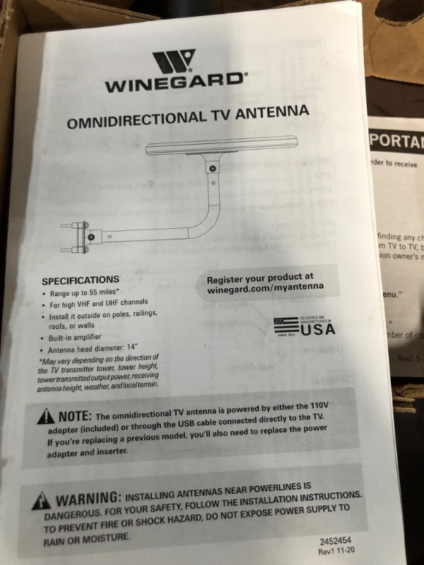 Photo 2 of **HARDWARE IN BOX** Winegard Elite 360 Amplified Omnidirectional HDTV Antenna Elite 360 Antenna