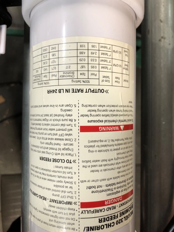 Photo 4 of **MISSING FITTING AND SMALL BOTTLE** 320 Pool Chlorinator Compatible with Pentair Rainbow 320 Chlorinator 171096 Automatic Inline Chlorine/Bromine Feeder, 320 Chlorinator Can Handle Up to 70000 Gallons of Water