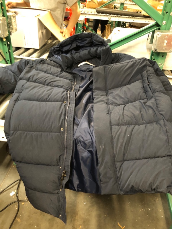 Photo 4 of **LIKE NEW, PREVIOUSLY OPENED** Amazon Essentials Men's Recycled Polyester Hooded Long Puffer Large Navy