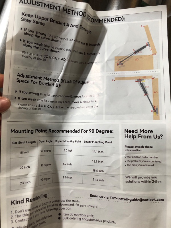 Photo 2 of **LIKE NEW, PREVIOUSLY OPENED**  PAMAGOO 20 inch Gas Shock 100 lbs 445 N Per Prop, Gas Strut Spring with L-Type Mounts for Heavy Duty Lid Door RV Bed (Only Fit 85-115 lbs Weights), 2 Pack 100 lbs 20 in