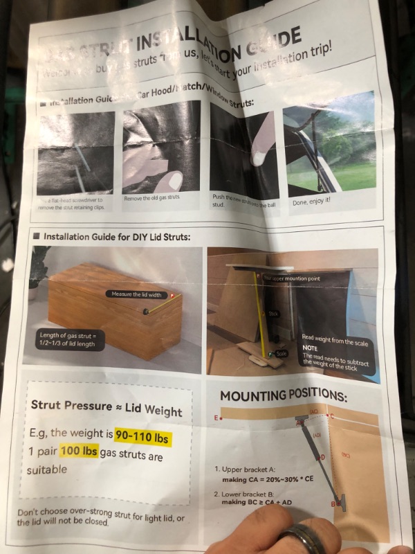 Photo 4 of **LIKE NEW, PREVIOUSLY OPENED**  PAMAGOO 20 inch Gas Shock 100 lbs 445 N Per Prop, Gas Strut Spring with L-Type Mounts for Heavy Duty Lid Door RV Bed (Only Fit 85-115 lbs Weights), 2 Pack 100 lbs 20 in