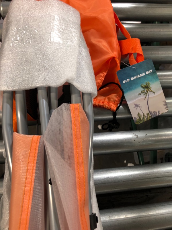 Photo 4 of **LIKE NEW, CARRYING BAG HAS SMALL HOLE** Old Bahama Bay Low Beach Camping Folding Chair with Cup Holder & Carry Bag Compact ORANGE