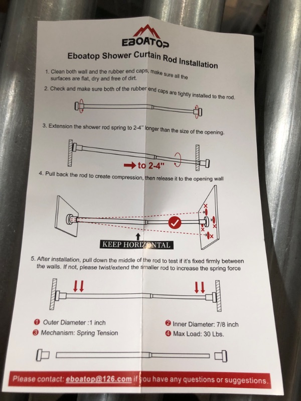 Photo 4 of **LIKE NEW, OPEN BOX** EBOATOP Shower Curtain Rod Tension- Never Rust No Drill Non-Slip Spring Tension Shower Rod, 43-73 inches Metal Steel, Gold 43-73Inches Gold