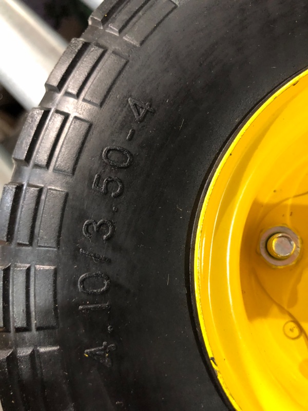 Photo 1 of ** LIKE NEW, PREVIOUSLY OPENED** 4.10/3.50-4 tire and Wheel,10" Flat Free Solid Tire Wheel with 5/8" Bearings,2.1" Offset Hub,for Gorilla Wagon (2-Pack)