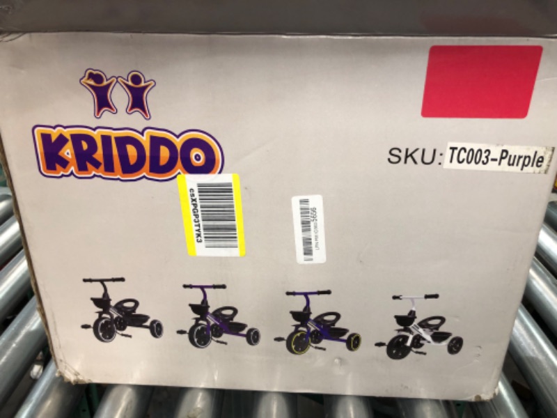 Photo 2 of **LIKE NEW -OPEN BOX**KRIDDO Kids Tricycles Age 18 Month to 4 Years, Toddler Kids Trike for 1.5 to 3 Year Old, Gift Toddler Tricycles for 2 - 4 Year Olds, Trikes for Toddlers, Purple