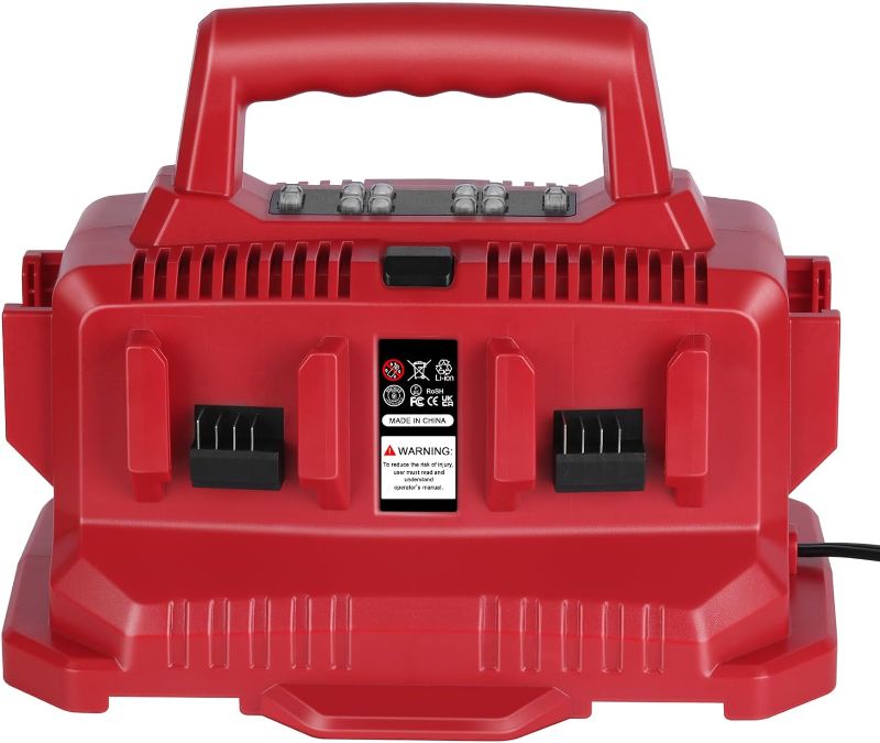 Photo 1 of KUNLUN 6 Port Charger Compatible for Milwaukee M 18 Battery, Replace for 48-59-1806 M 18 6 Port Charger, with LED Indicator Charge Choose Button Wall-Hole