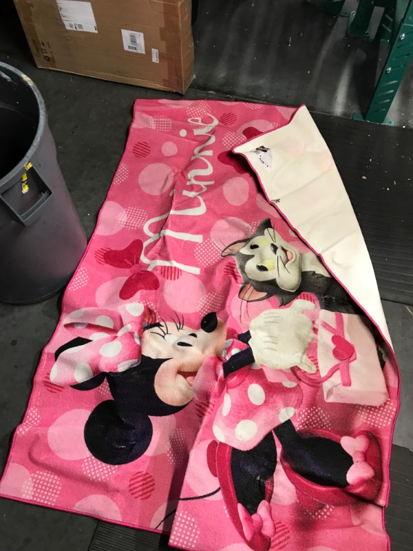 Photo 4 of (USED AND DIRTY) Gertmenian Disney Mickey Mouse Rug Boys Girls Childrens Bedroom Decor Kids Home Play Room Mat Bedding Area Carpet, 54x78 Large, Minnie & Figaro Cat Pink Polka Dots; 46909