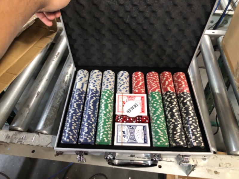 Photo 1 of Comie Poker Chips,500PCS Poker Chip Set with Aluminum Travel Case,11.5 Gram Poker Set for Texas Holdem Blackjack Gambling Red Green Black White Blue