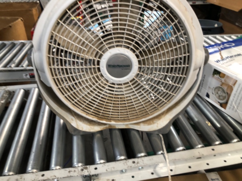 Photo 3 of (used and very dirty) Lasko Wind Machine Air Circulator Floor Fan, 3 Speeds, Pivoting Head for Large Spaces, 20", Gray, 3300