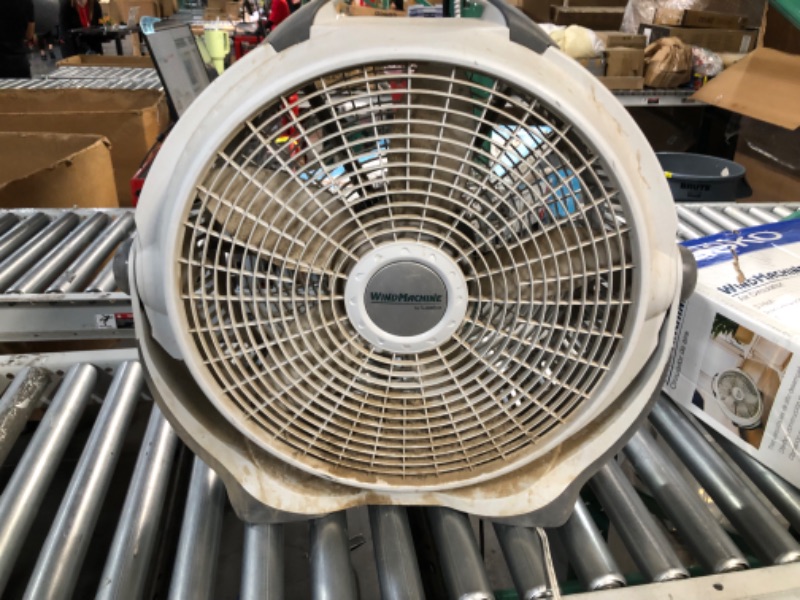 Photo 2 of (used and very dirty) Lasko Wind Machine Air Circulator Floor Fan, 3 Speeds, Pivoting Head for Large Spaces, 20", Gray, 3300