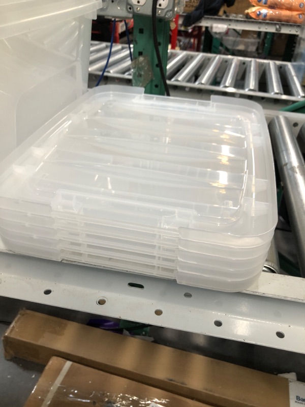 Photo 3 of (used and damaged) IRIS USA, Inc. TB-42 12 Quart Stack & Pull Box, Multi-Purpose Storage Bin, 6 Pack, Pearl & USA CNL-5 Storage Box, 5 Quart, Clear, 20 Pack 12 Quart 6 Pack