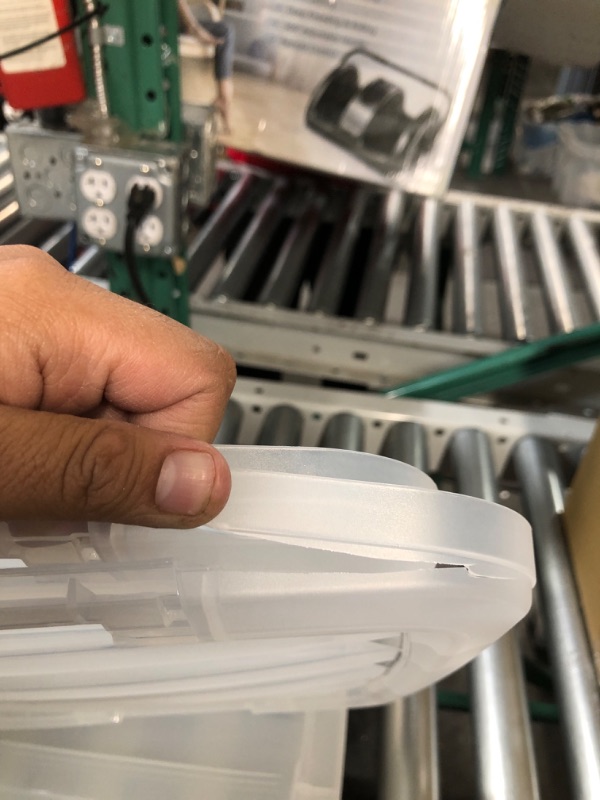 Photo 1 of (used and damaged) IRIS USA, Inc. TB-42 12 Quart Stack & Pull Box, Multi-Purpose Storage Bin, 6 Pack, Pearl & USA CNL-5 Storage Box, 5 Quart, Clear, 20 Pack 12 Quart 6 Pack