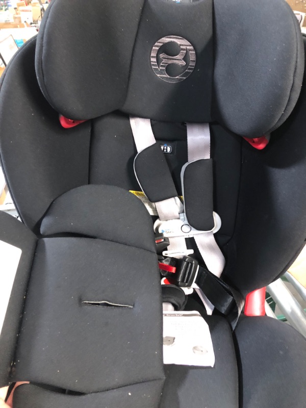 Photo 3 of (used and dirty) CYBEX Eternis S with SensorSafe, Convertible Car Seat for Birth Through 120 Pounds, Up to 10 Years of Use, Chest Clip Syncs with Phone for Safety Alerts, Toddler & Infant Car Seat, Lavastone Black