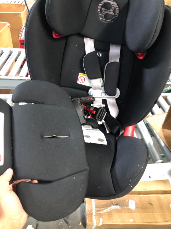 Photo 5 of (used and dirty) CYBEX Eternis S with SensorSafe, Convertible Car Seat for Birth Through 120 Pounds, Up to 10 Years of Use, Chest Clip Syncs with Phone for Safety Alerts, Toddler & Infant Car Seat, Lavastone Black