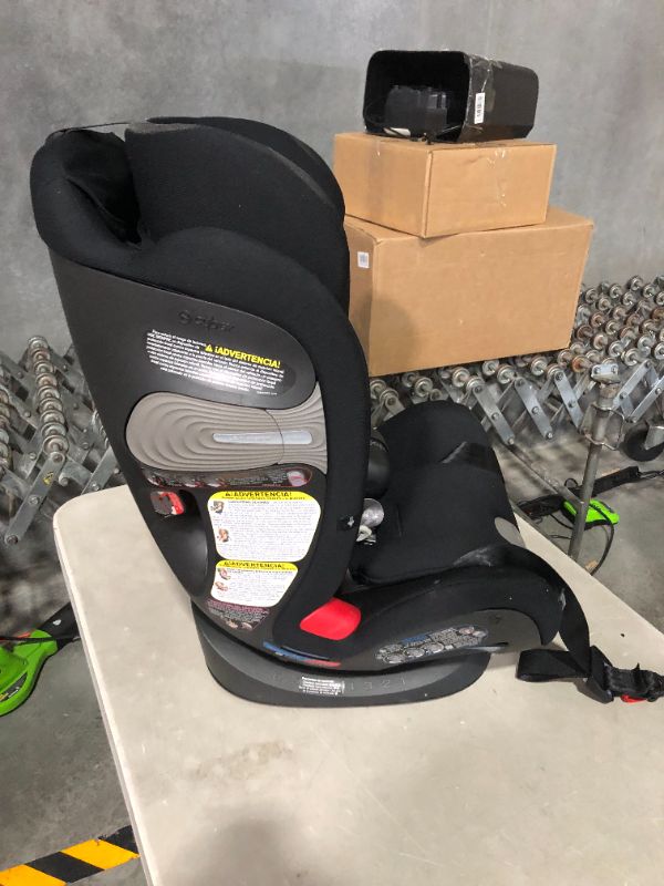 Photo 4 of (used and dirty) CYBEX Eternis S with SensorSafe, Convertible Car Seat for Birth Through 120 Pounds, Up to 10 Years of Use, Chest Clip Syncs with Phone for Safety Alerts, Toddler & Infant Car Seat, Lavastone Black