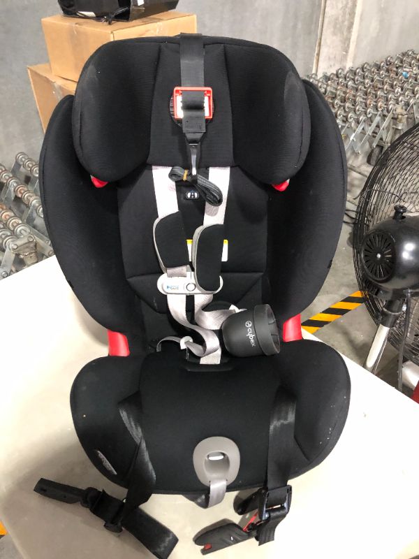 Photo 2 of (used and dirty) CYBEX Eternis S with SensorSafe, Convertible Car Seat for Birth Through 120 Pounds, Up to 10 Years of Use, Chest Clip Syncs with Phone for Safety Alerts, Toddler & Infant Car Seat, Lavastone Black