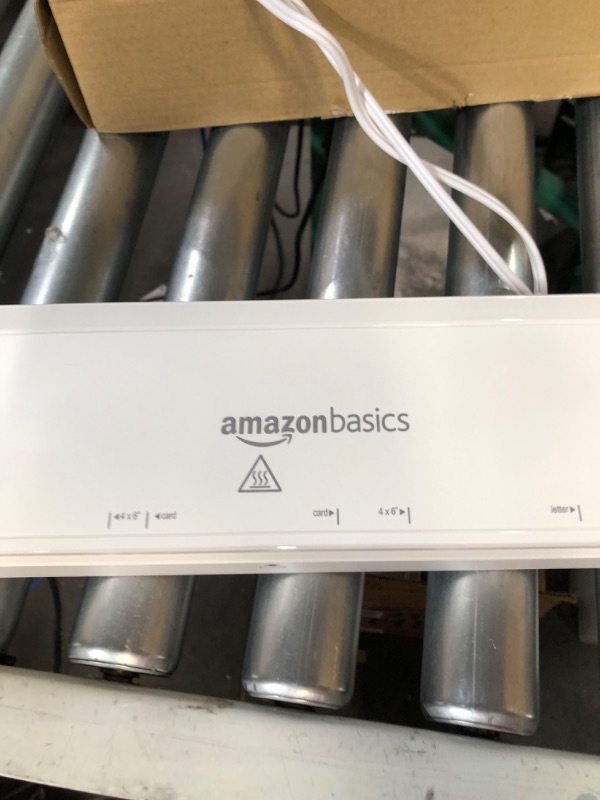 Photo 2 of *SEE NOTES* Amazon Basics 12-Inch Thermal Laminator Machine with Rapid Warm-Up (1 min), 20 Assorted Laminating Pouches Included, White