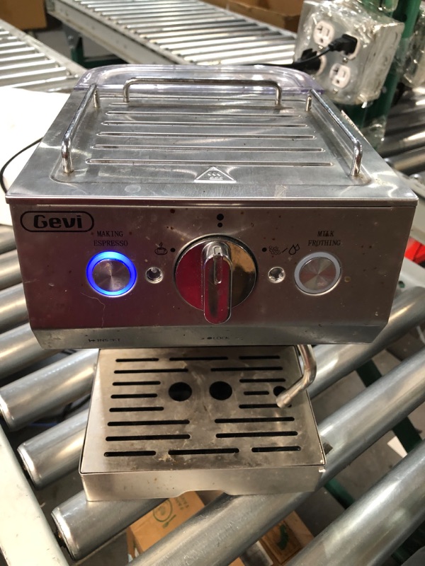 Photo 1 of **FOR PARTS*SEE NOTES* GEVI Silver Stainless Steel 15 Bar Espresso Machine 2 Shot Pump Cappuccino Maker