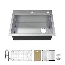 Photo 1 of *SEE NOTES* CASAINC kitchen sink Drop-In 33-in x 22-in Stainless Steel Single Bowl Workstation Kitchen Sink