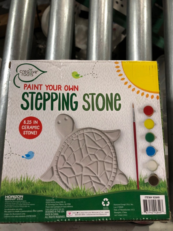 Photo 2 of Creative Roots 92849 Paint Your Own Turtle Stepping Stone by Horizon Group Usa, 6 Paint Pots and Brush included, Assorted