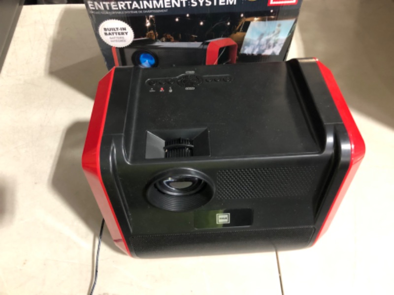 Photo 2 of RCA - RPJ060 Portable Projector Home Theater Entertainment System, Long Lasting Battery - 2.5 Hours per Charge - Outdoor, Rechargeable, Speakers - Enjoy Without Any Cable on The go - Phone/Stick/PC Black/Red