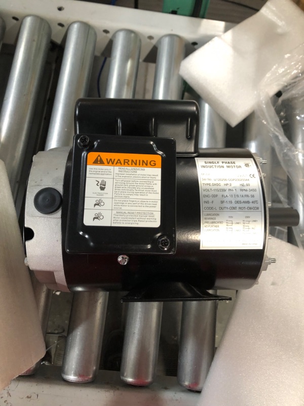 Photo 3 of *SEE NOTES* 2HP Electric Motor 3450RPM General Purpose Single Phase Motor 115/230V 5/8" Shaft Diameter CW/CCW ODP 60HZ 2HP 3450 RPM