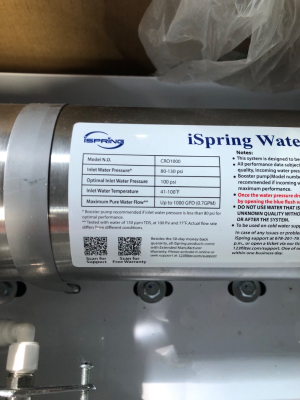 Photo 6 of ***SEE NOTES***iSpring CRO1000 4-Stage Tankless Commercial Reverse Osmosis Water Filtration System, for House, Restaurant, Small Business, and Light Industrial Use,1000 GPD High Flow, Upgraded Size Filters