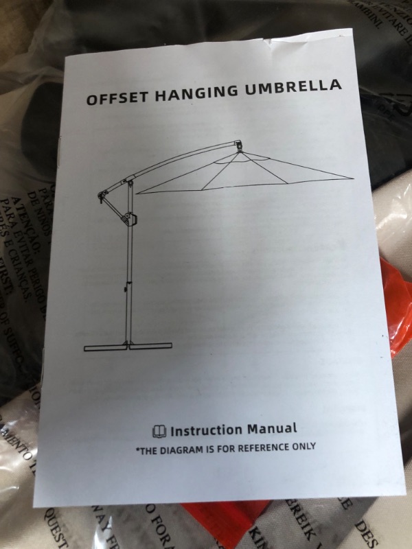 Photo 2 of wikiwiki 10ft Patio Umbrellas Offset Outdoor Umbrella Cantilever hanging Umbrellas w/Infinite Tilt, Fade Resistant Waterproof RECYCLED FABRIC Canopy & Cross Base, for Yard, Garden & Deck (Beige) Beige 10FT Regular Patio Umbrellas