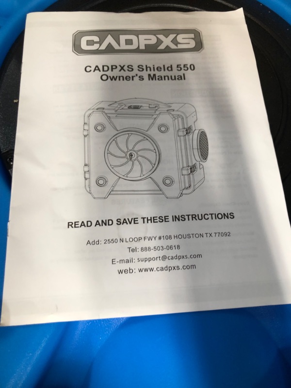 Photo 2 of CADPXS Shield-550 Negative Machine Airbourne Cleaner HEPA Scrubber Water Damage Restoration Equipment Air Purifier, Air Scrubbers 550 air scrubbers Blue