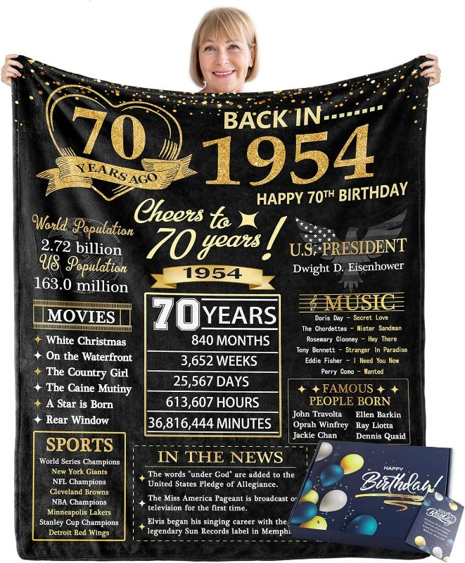 Photo 1 of ****STOCK IMAGE FOR SAMPLE****
70th Birthday Gifts for Women Men, Happy 70th Birthday Gifts with Gift Box, 70th Birthday Decoration for Men, 1954 Birthday Gifts for Men,Gifts for a 70th Birthday Blanket 60” x 50”