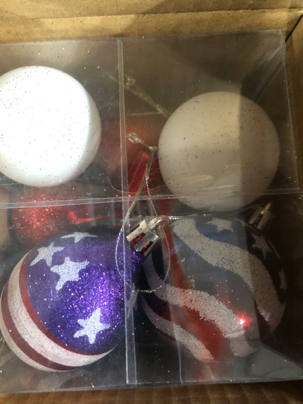 Photo 2 of 12 Pcs Red White and Blue Decorations Christmas Balls Navy Ornament Big Tree 