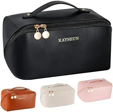 Photo 1 of KAYSEUN Upgrade Travel Makeup Bag,Large Capacity Cosmetic Bag - Black