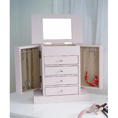 Photo 1 of HIVES HONEY Layla Blush Jewelry Armoire 12.5 in. H X 12 in. W X 7 in. D with 4 Drawers
