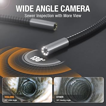 Photo 2 of 50ft Sewer Inspection Camera, Teslong Drain Pipe Endoscope Borescope,