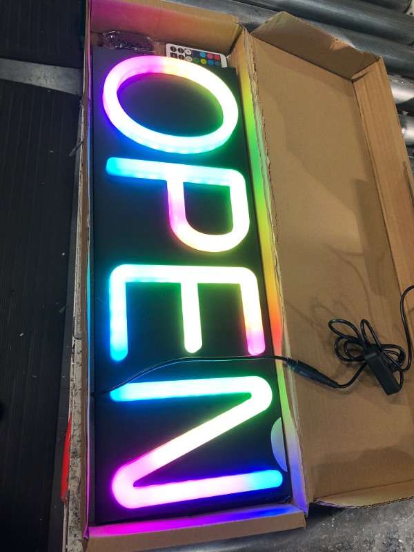 Photo 1 of OPEN SIGN 19X6 INCHES RAINBOW