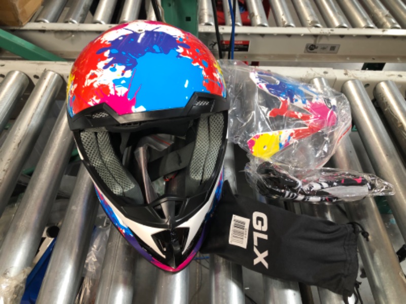 Photo 1 of GLX GX623 DOT Kids Youth ATV Off-Road Dirt Bike Motocross Motorcycle Full Face Helmet Combo Gloves Goggles for Boys & Girls (Graffiti, Large) Graffiti Large